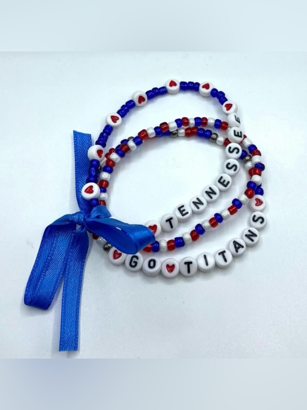 Go Titans Beaded Stretch Bracelet Set - Blue Red White